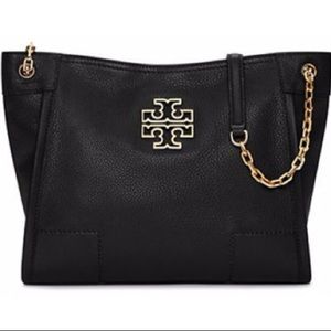 NWT Tory Burch Britten Black Leather Satchel $359